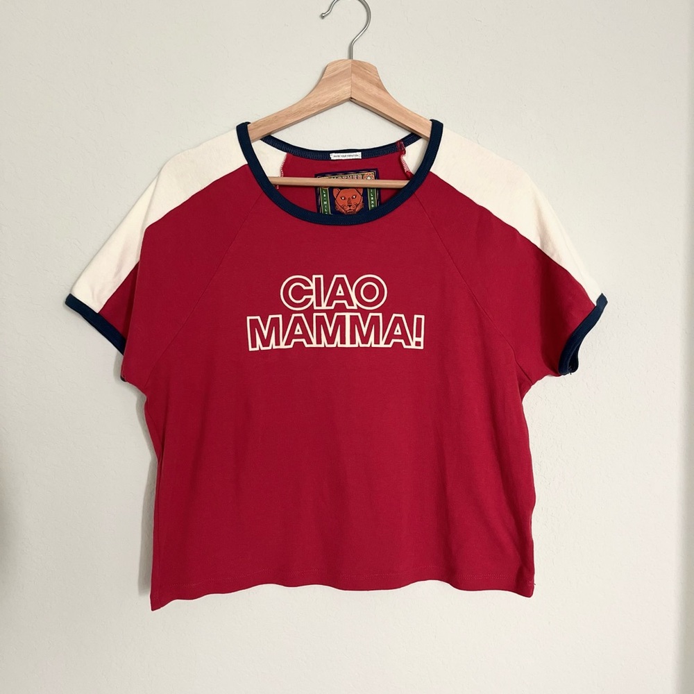 MOTHER Red & Cream 'CIAO MAMMA!' Short Sleeve Tee